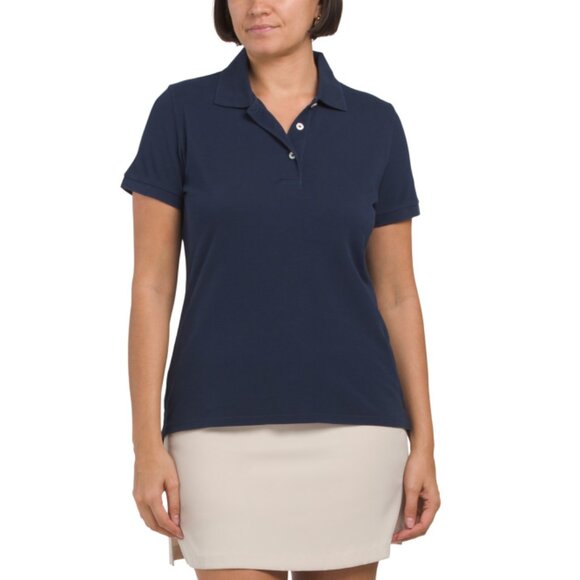 RENWICK GOLF Navy Pima Cotton Sunwashed Pique Polo - Picture 1 of 2